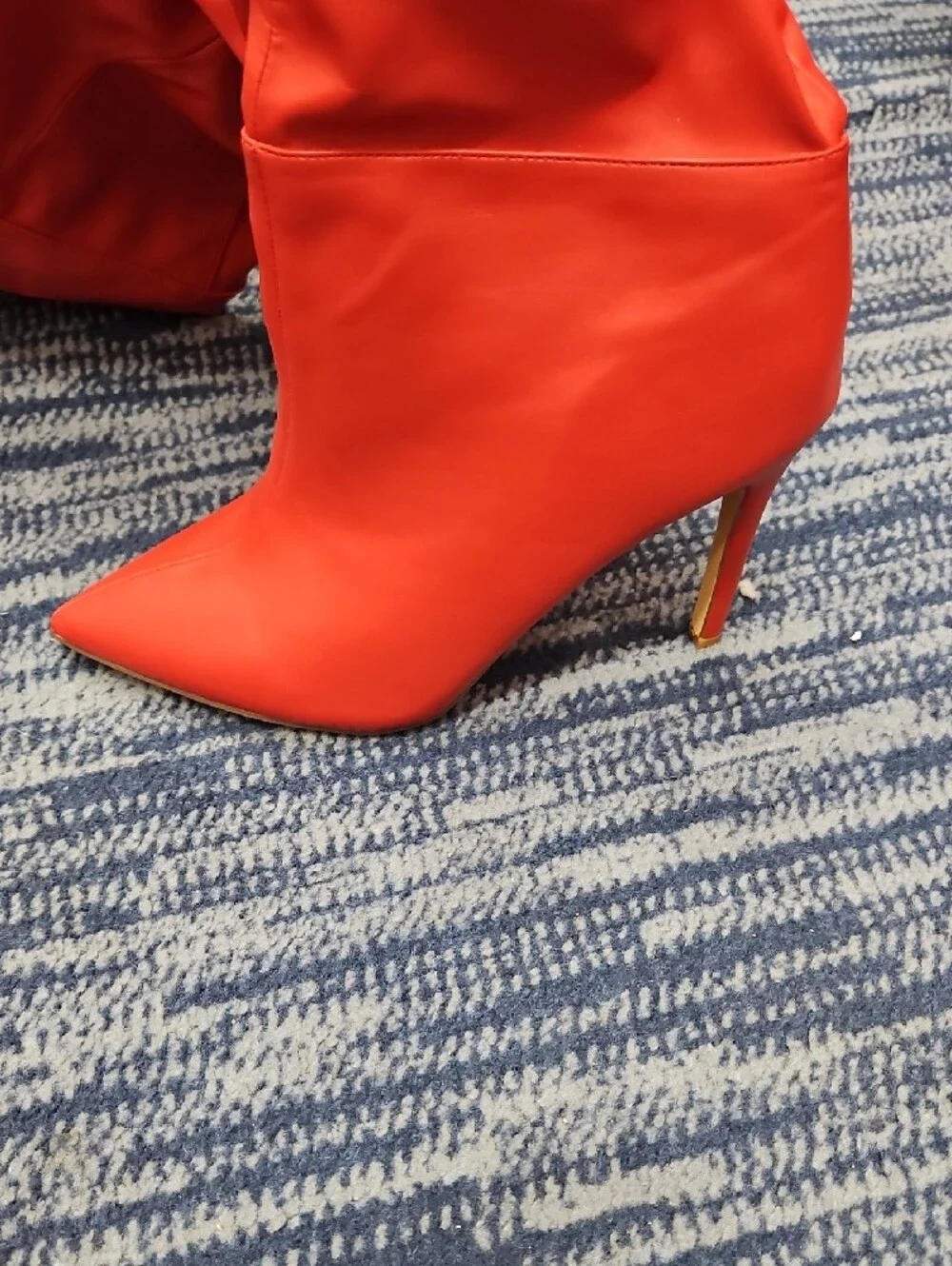 Red Stiletto Knee-High Boots - Women